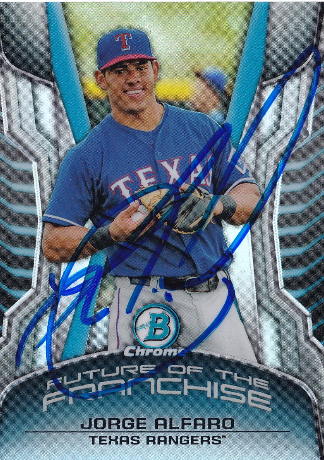 JORGE ALFARO SIGNED AUTO'D 2014 BOWMAN CHROME MINI CARD FUTURE OF THE FRANCHISE