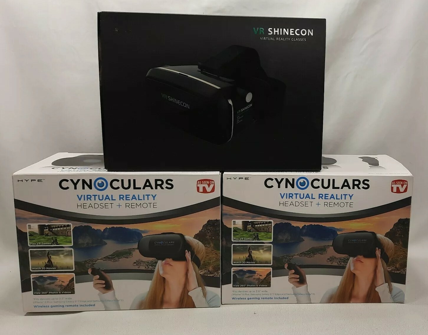 💥 LOT 3 VR SHINECON & CYNOCULARS Direct Virtual Reality Glasses 3D HEADSET F/SH