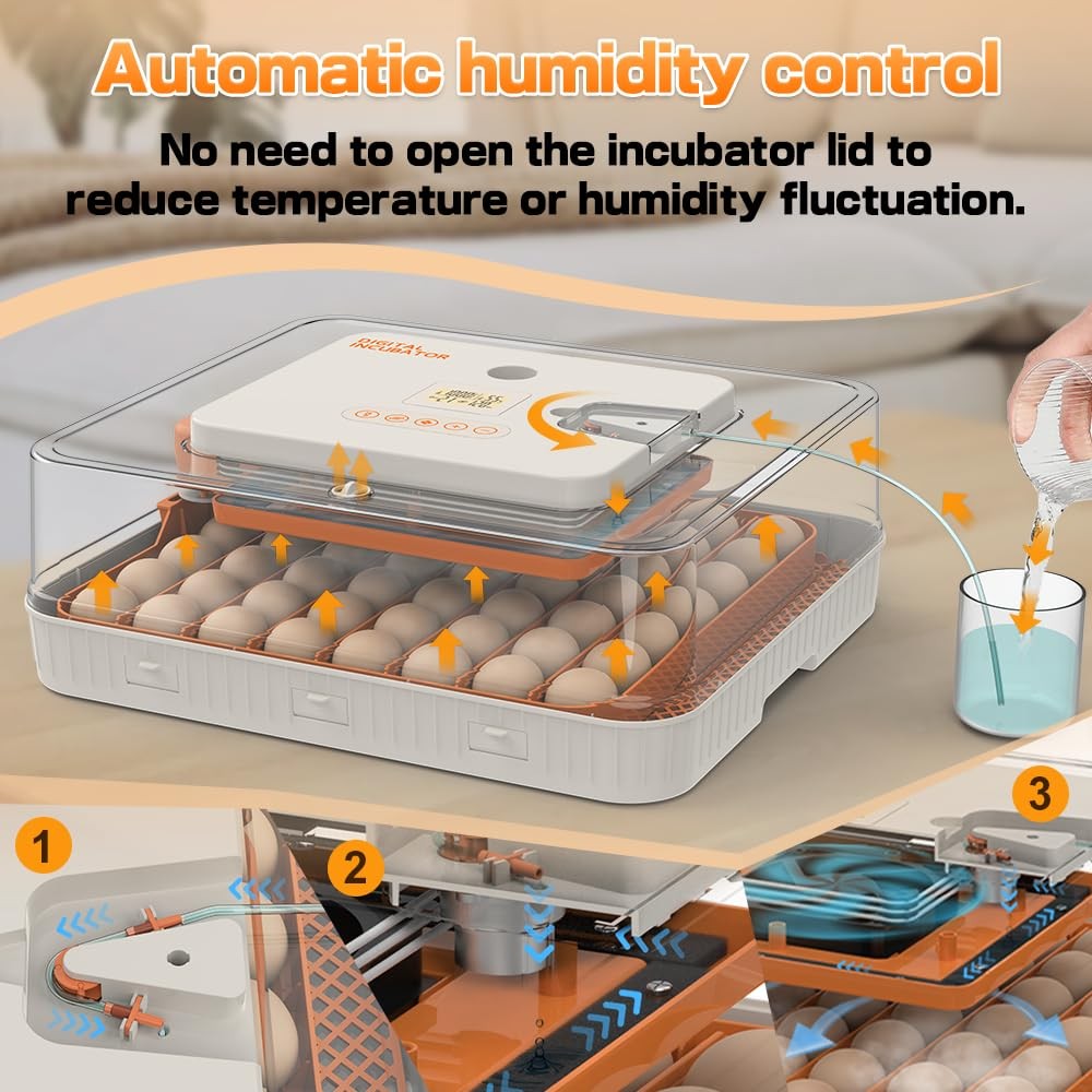 HOWOOlUA 56 Egg Incubator for Hatching Eggs with Auto Turn, Temp & 56-ORANGE