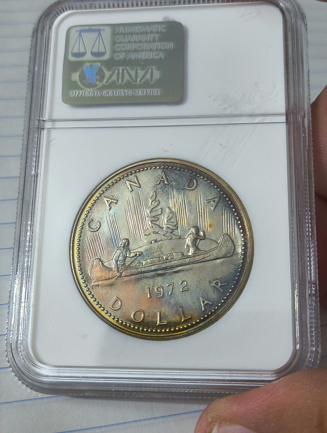 1972 Silver Canada Voyageur Dollar PCGS PF MS66- Reverse Toner