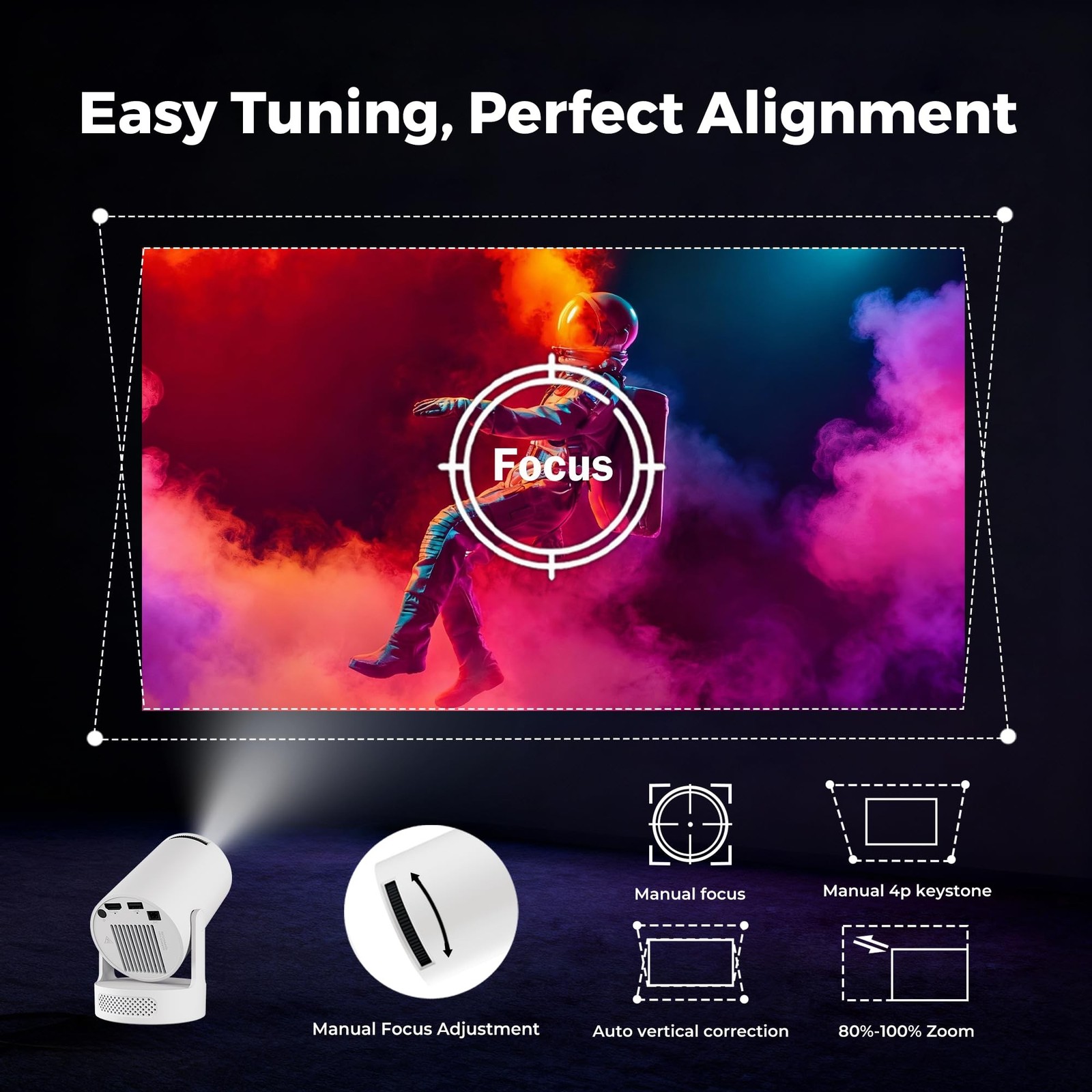Mini Projector with Wifi and Bluetooth, 4K Portable Projector with 5W Speaker...