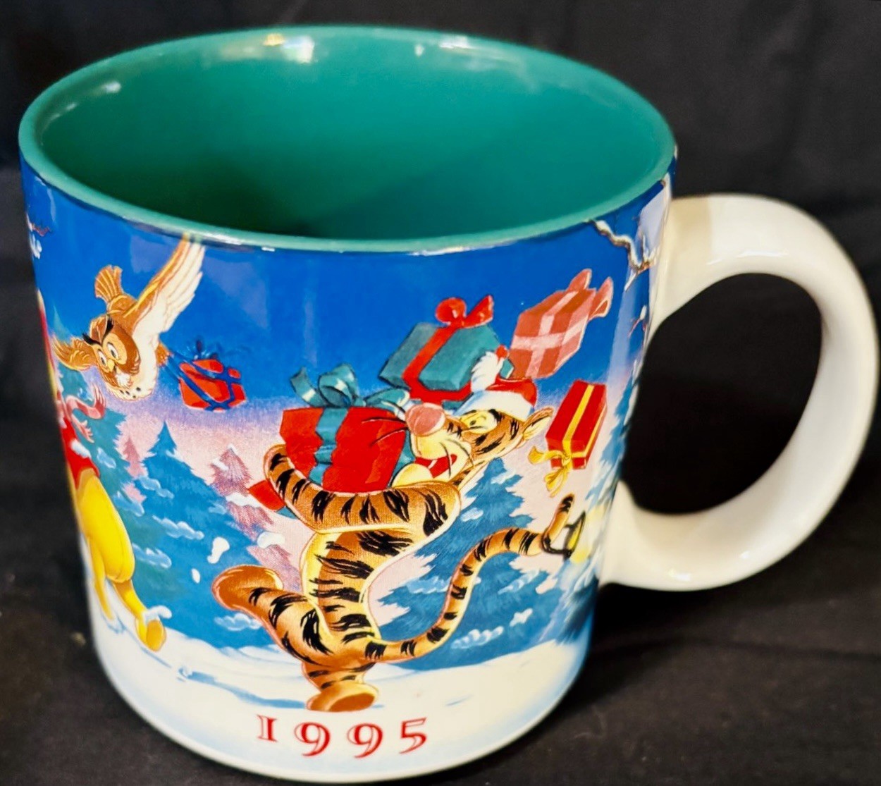 Vintage Disney Christmas at Our House  1995 Mug, Winnie the Pooh Holiday Edition
