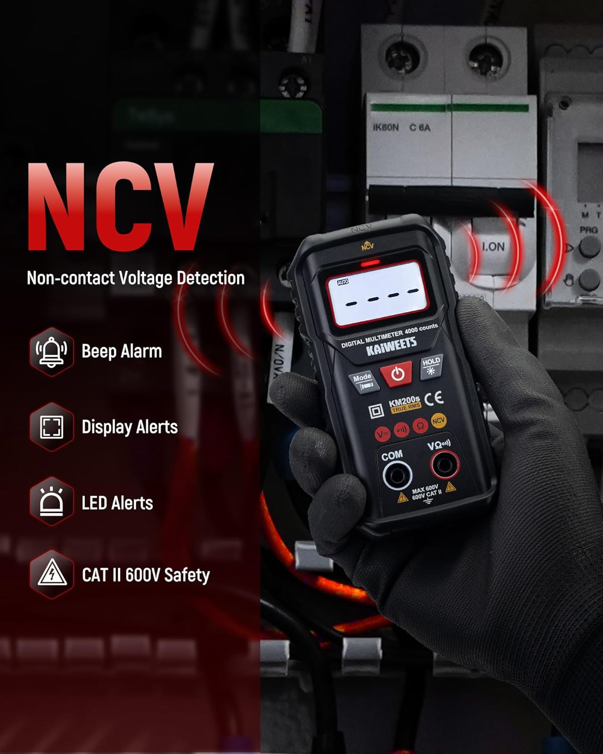 Km200S Smart Digital Multimeter True RMS, 4000 Counts, Auto Ranging Voltmeter, N