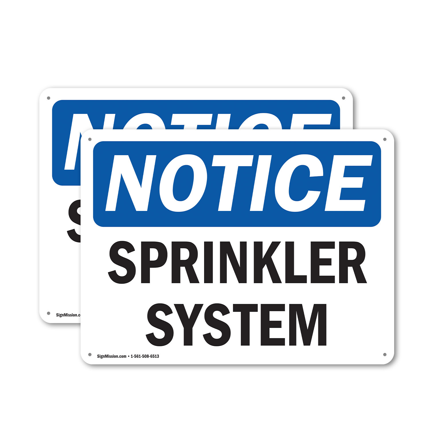 (2 Pack) Sprinkler System OSHA Notice Sign Decal Metal Plastic