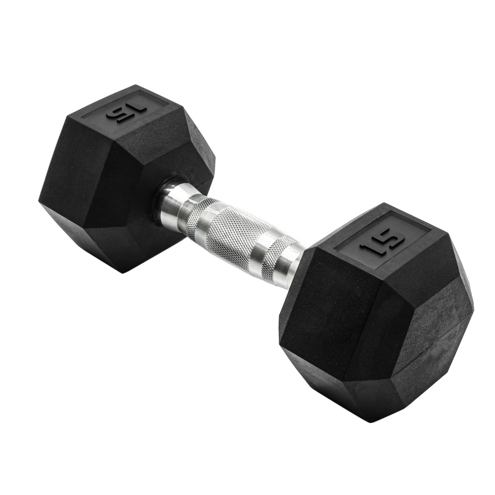 (2 pack) CAP Barbell, 15lb Rubber Hex Dumbbell, Single Durable Free Ship