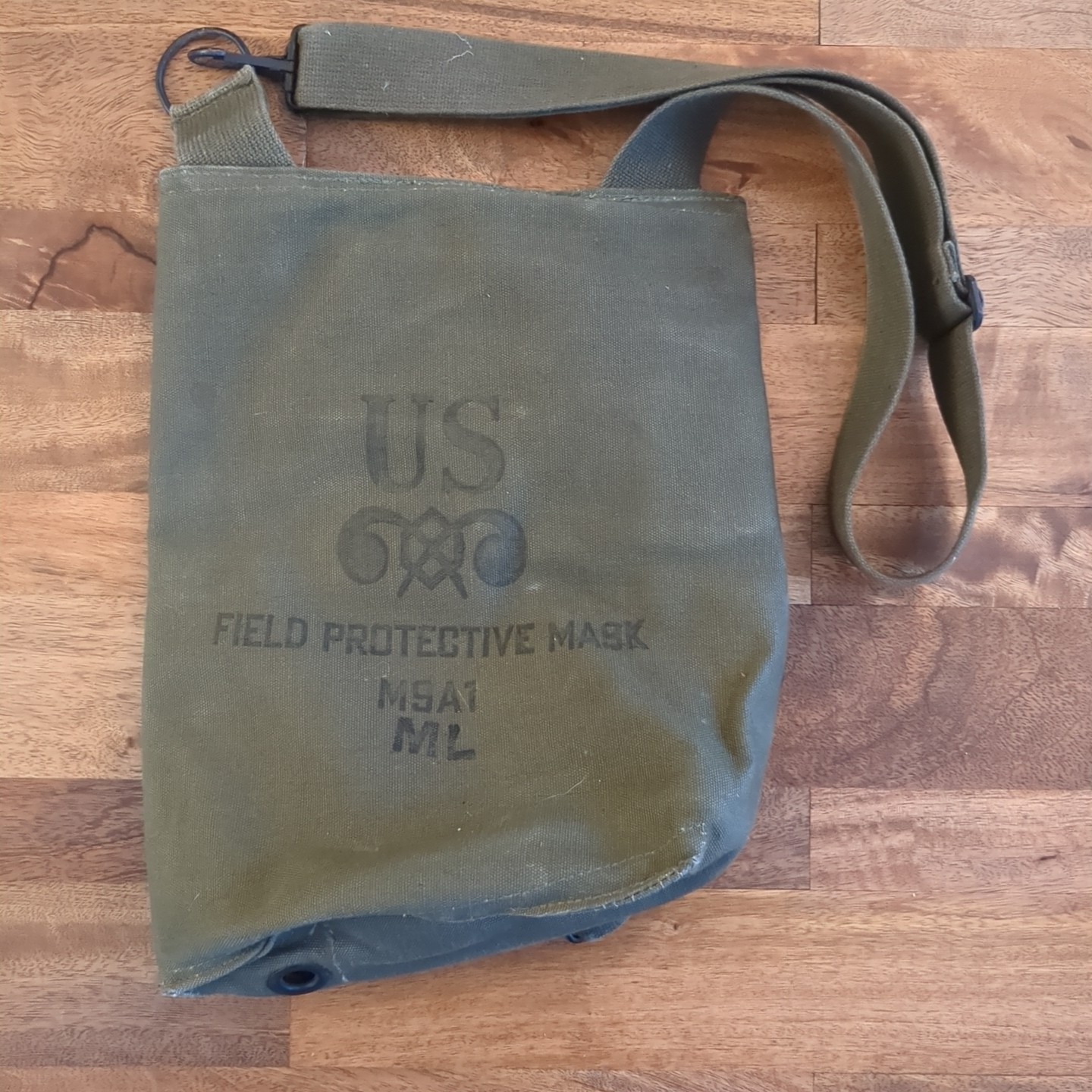 VINTAGE US Army M17 Gas Mask Bag Green Canvas MSA1 ML Vietnam