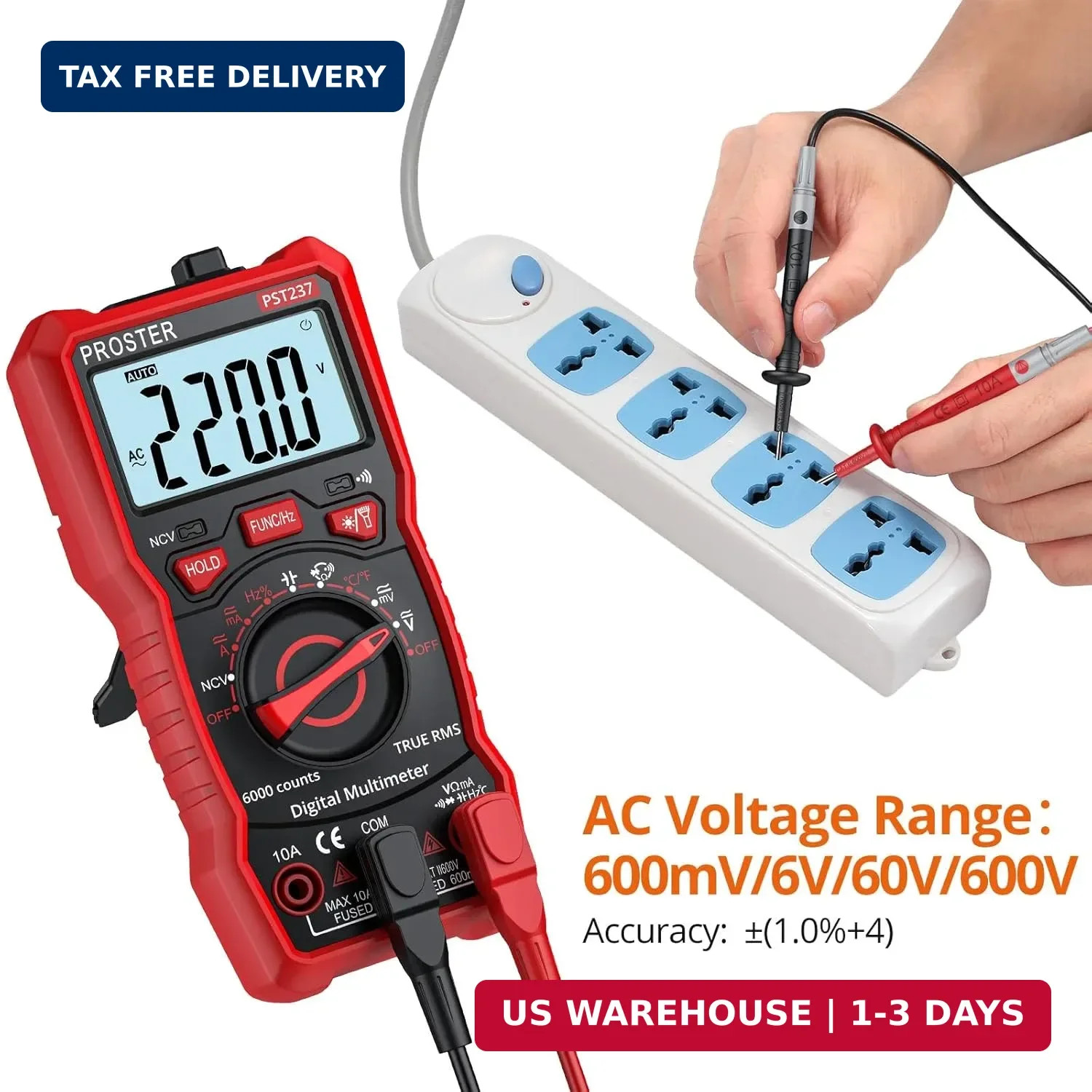 Proster Digital Multimeter 6000 Counts- TRMS Auto Range Multi Testers, NCV Detec