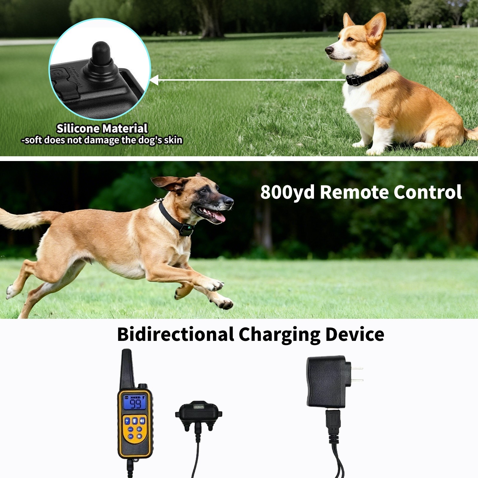 Dog Training Collar Remote 3000 FT Dog Shock Collars E-Collar Shock For 2 Dogs