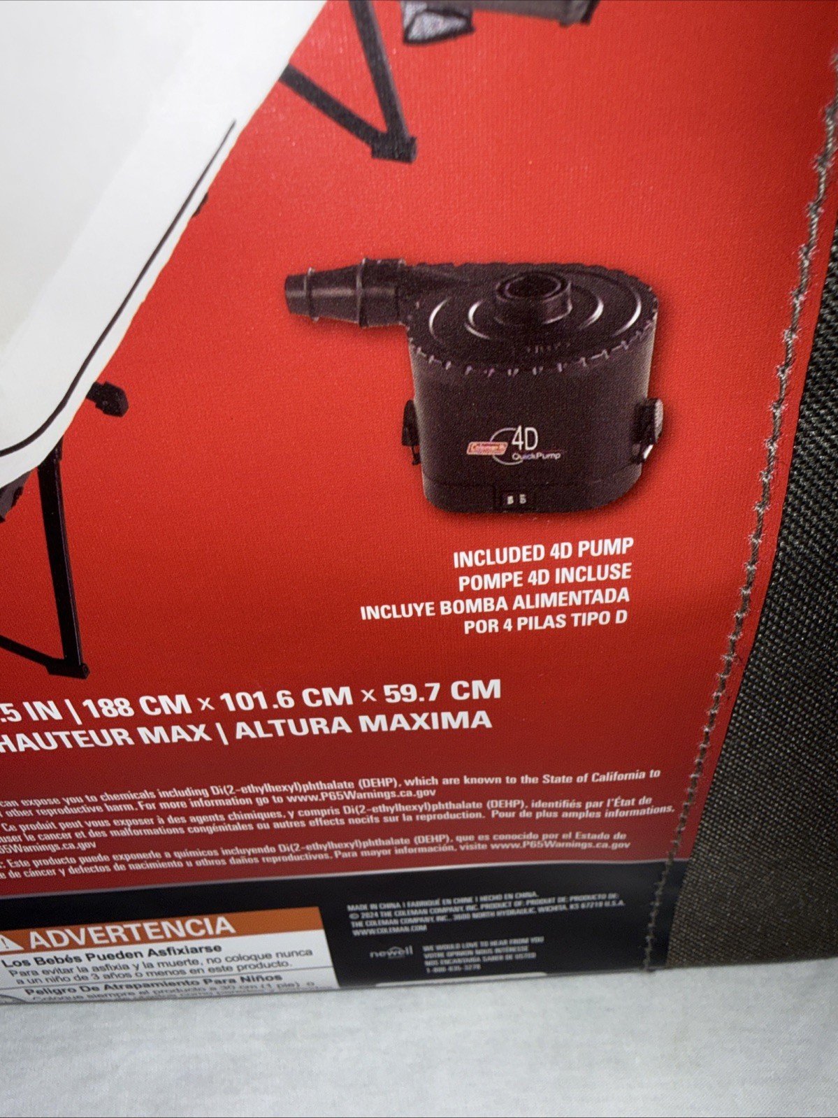 Coleman twin cairbad cot with 4d pump NWT New Unopened 4D
