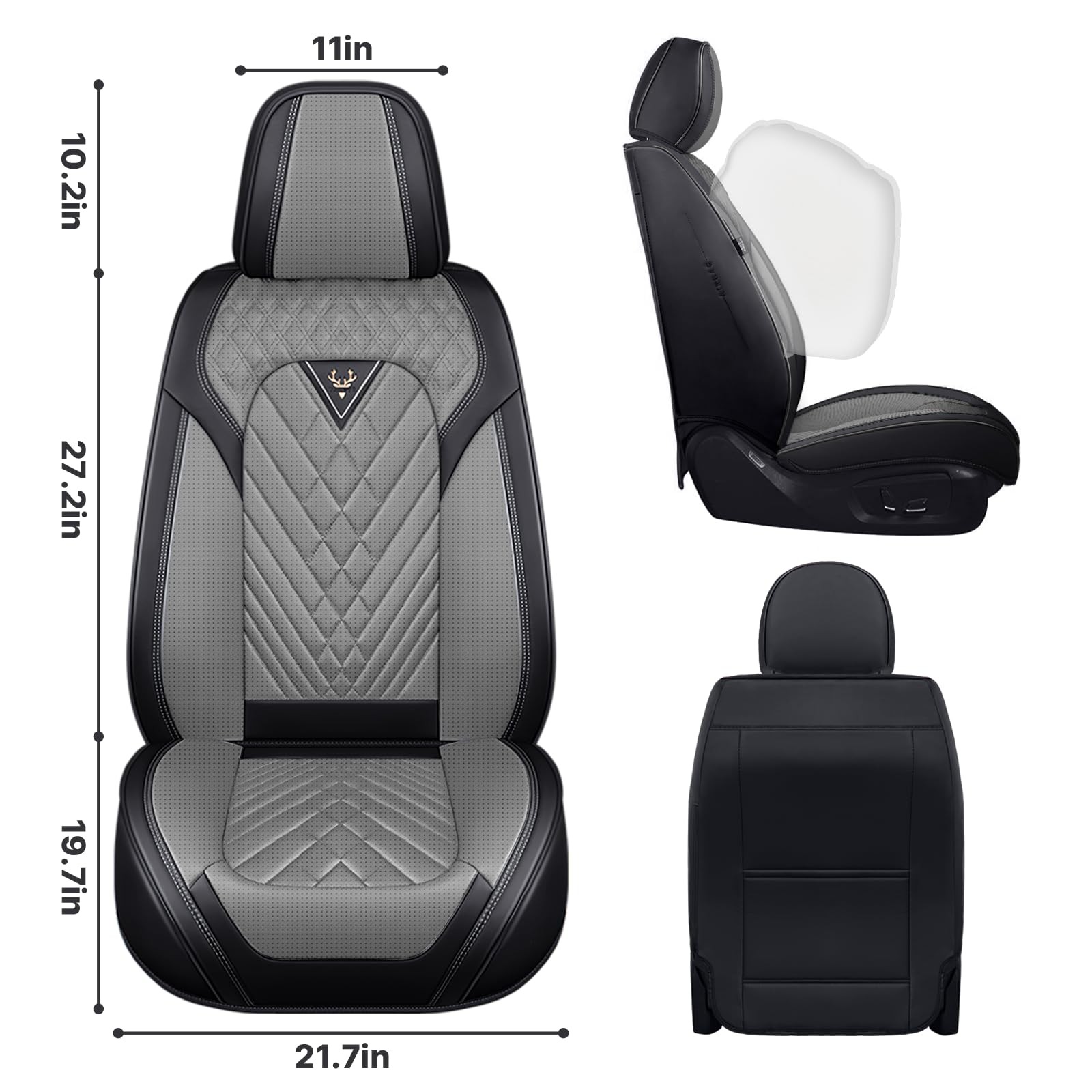 Seat Covers for 4Runner 2004-2025 Waterproof Leather Front Gary Black