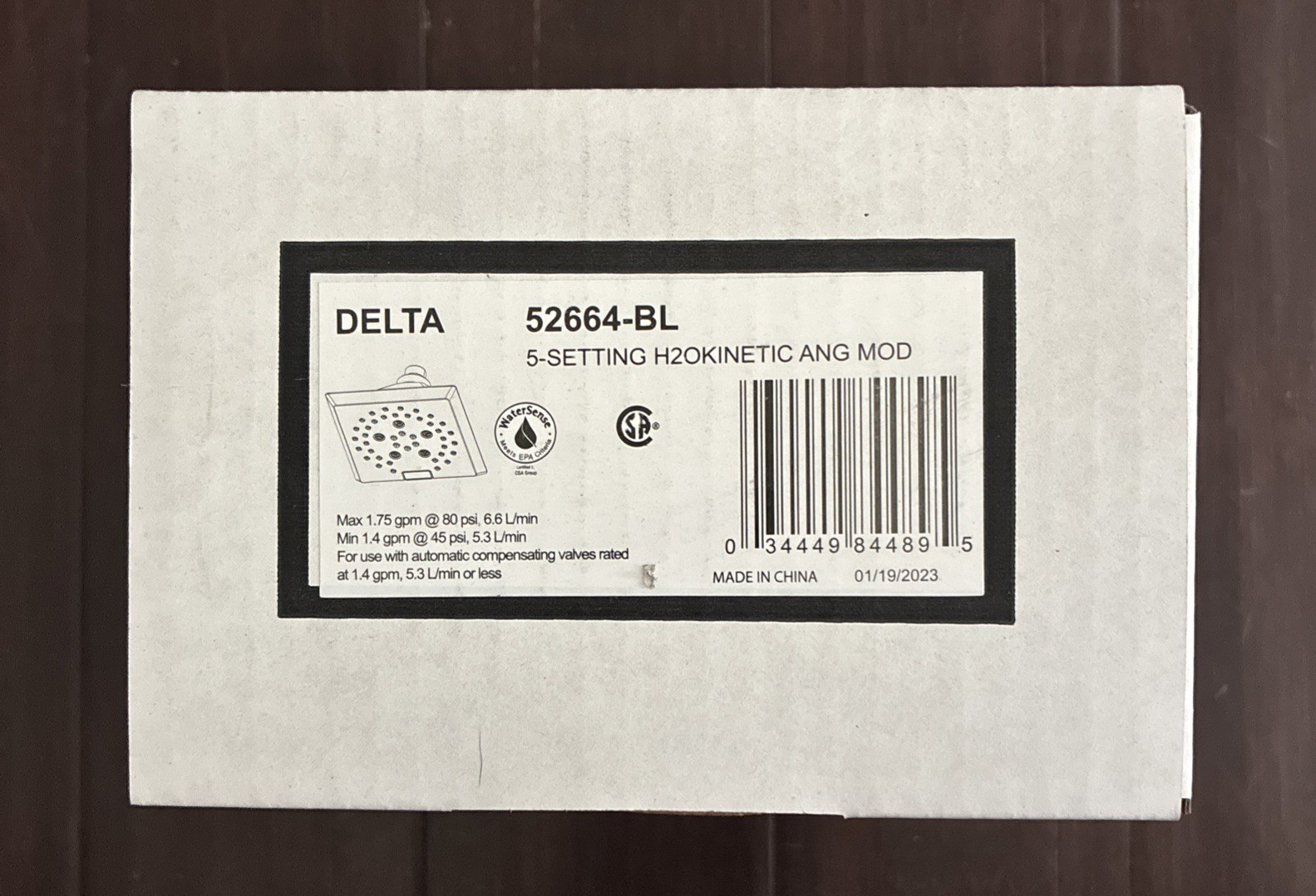 Delta Universal Showering 5-Setting 5-13/16" Square 1.75GPM Shower Head 52664-BL
