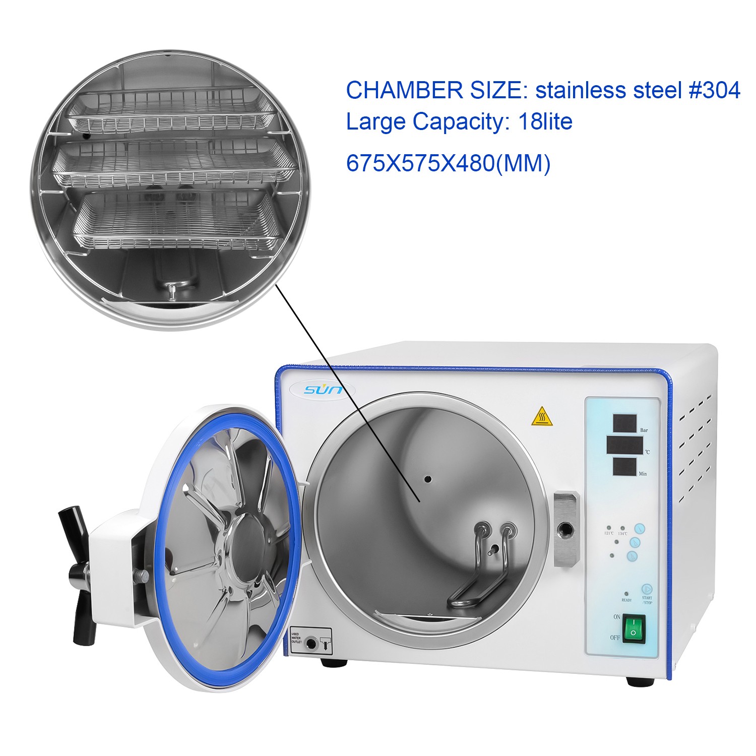 23L Class N Fully Automatic Dental Autoclave Steam Sterilizer with 3 Trays