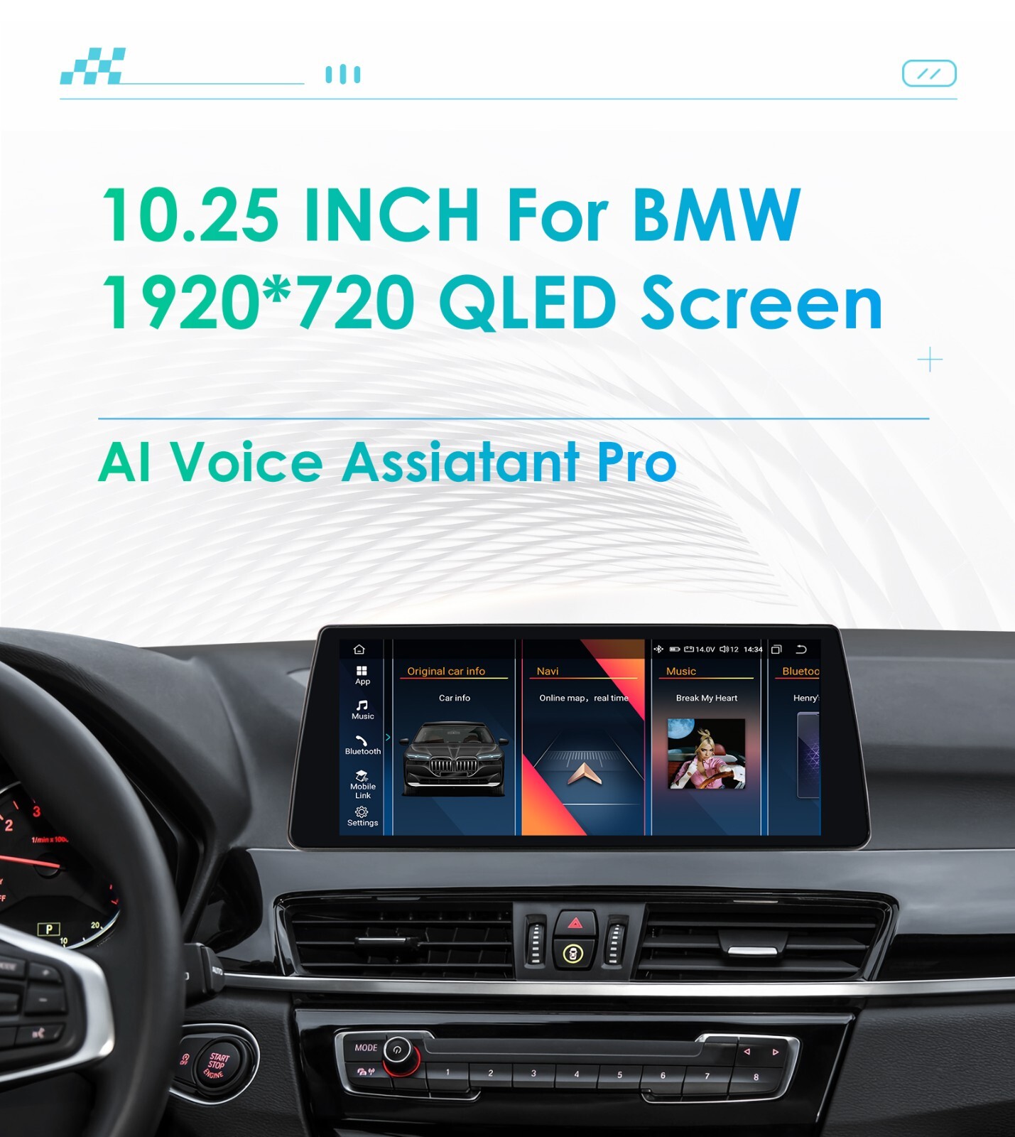 10.25" For BMW X1 F48 NBT 2016-2017 CarPlay Car Radio Android 14 GPS WiFi 4Core