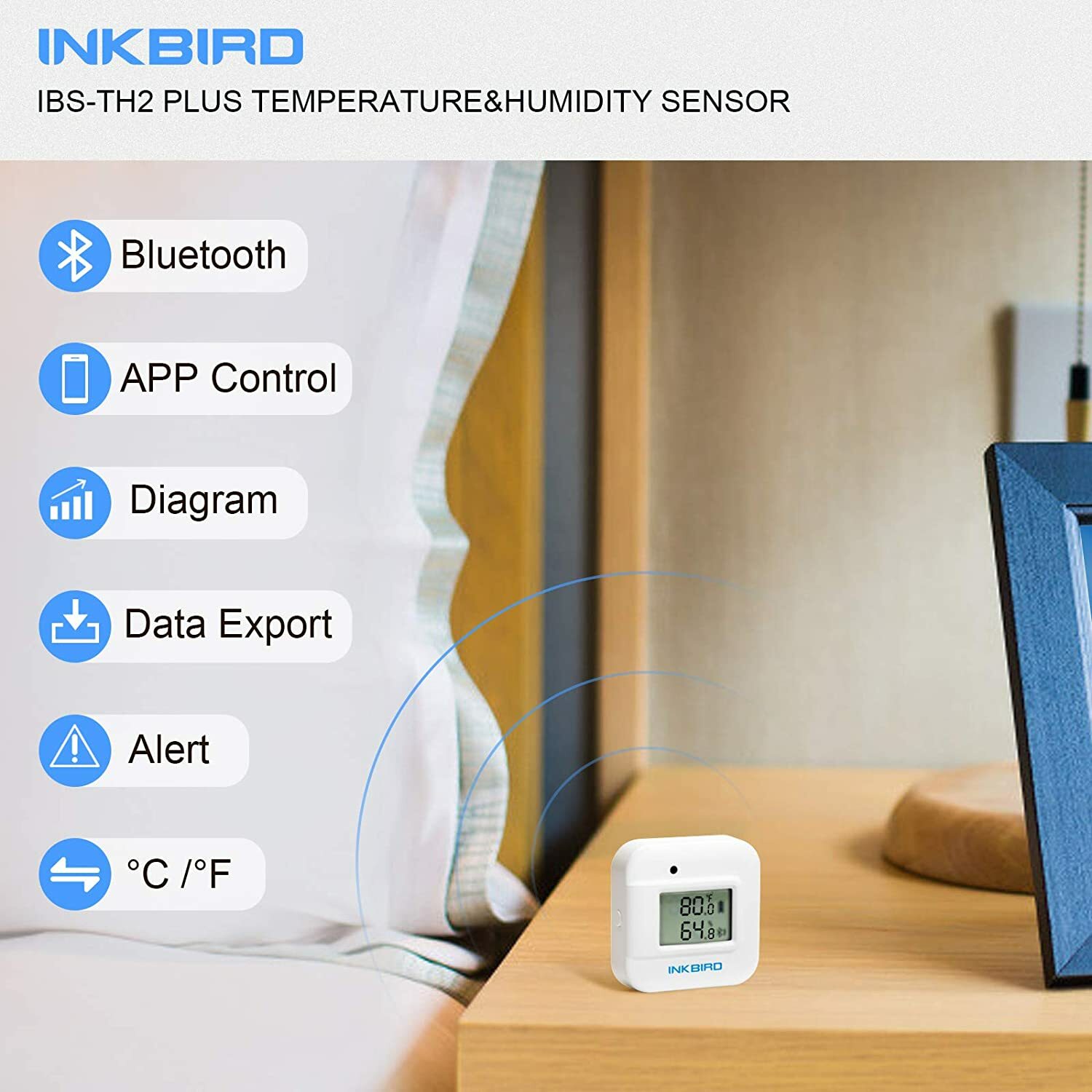 Bluetooth Temperature Humidity Thermometer Data Loggers IBS-TH2 External Probe