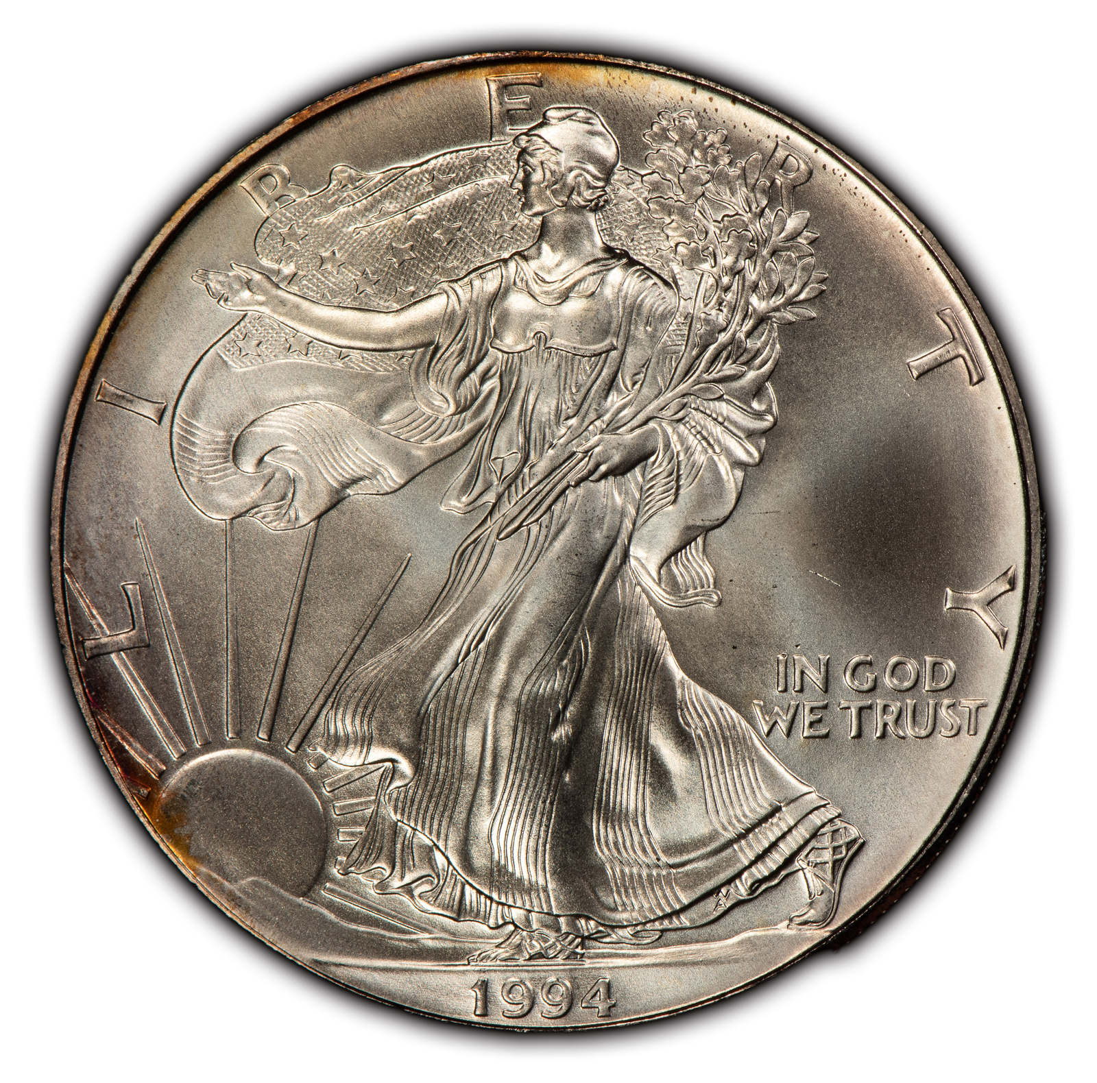 1994 1 oz Silver American Eagle - BU Key Date - Light Rim Toning - SKU-E2293