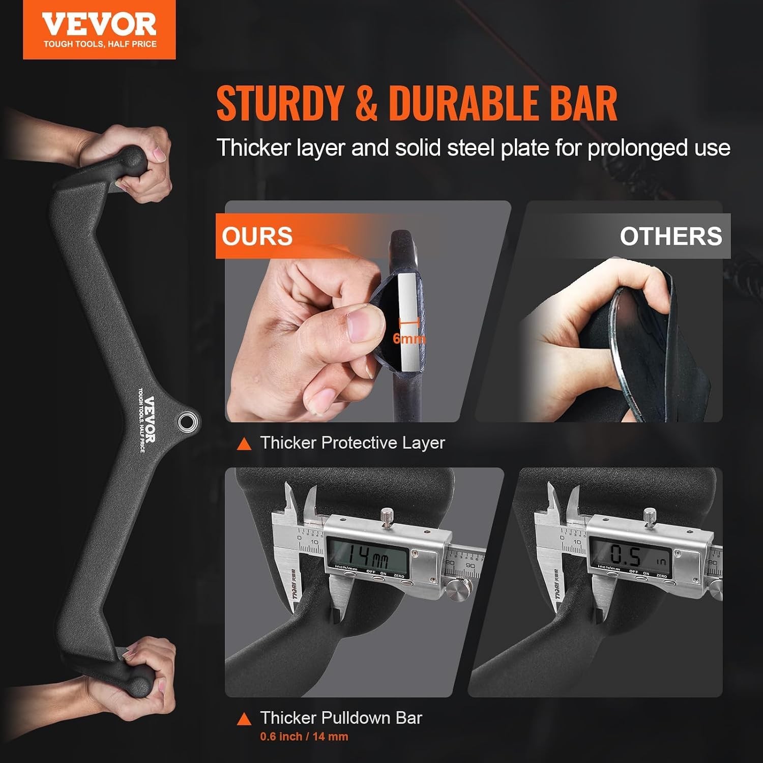 Solid Steel Cable Machine T-Bar & V-Bar Tricep Pull Down Bar for Home Gym