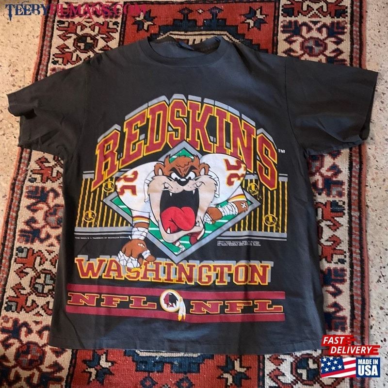 Vintage 1992 Taz Looney Tunes Nfl Washington Redskins Shirt Men Women KV12887