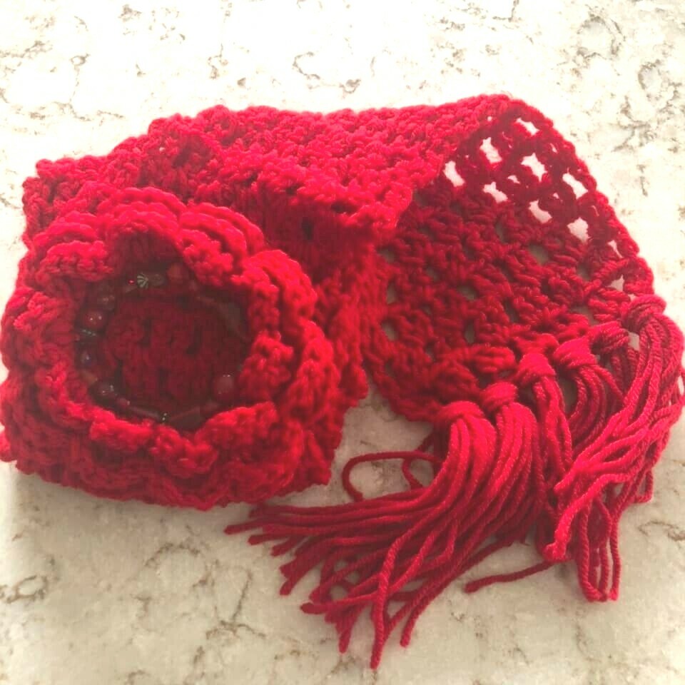 Fashionable Style Red Hand Made Scarf