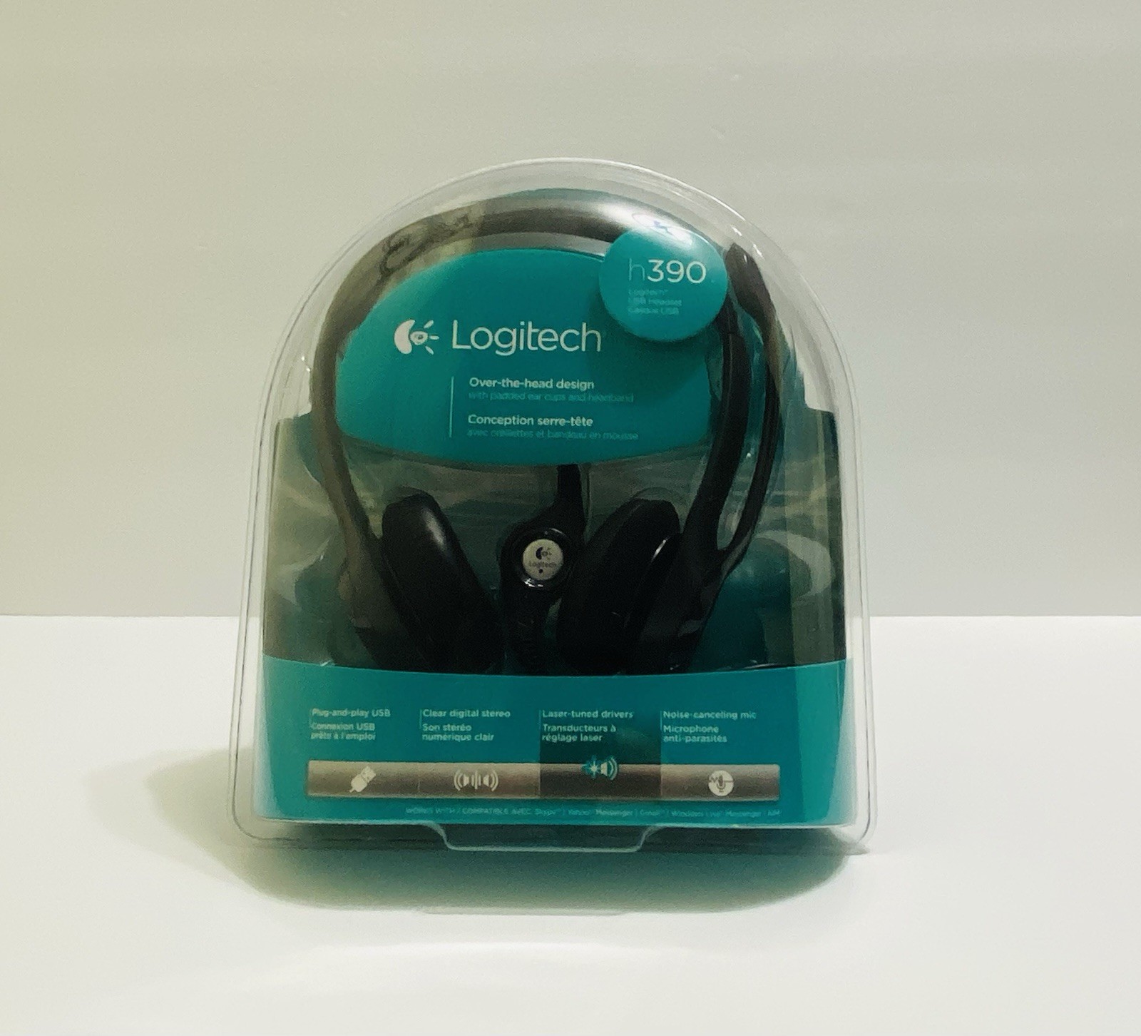 Logitech H390 USB Wired Headset Noise Cancel Mic Over Ear Stereo PC MAC New Seal