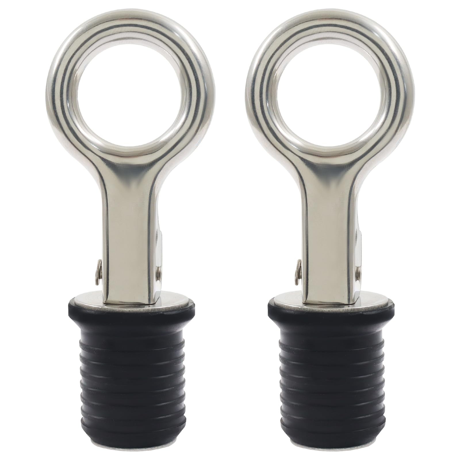 Wawory 2 Pcs Snap Handle Boat Drain Plug with Rubber Plugs and Stainless Stee...