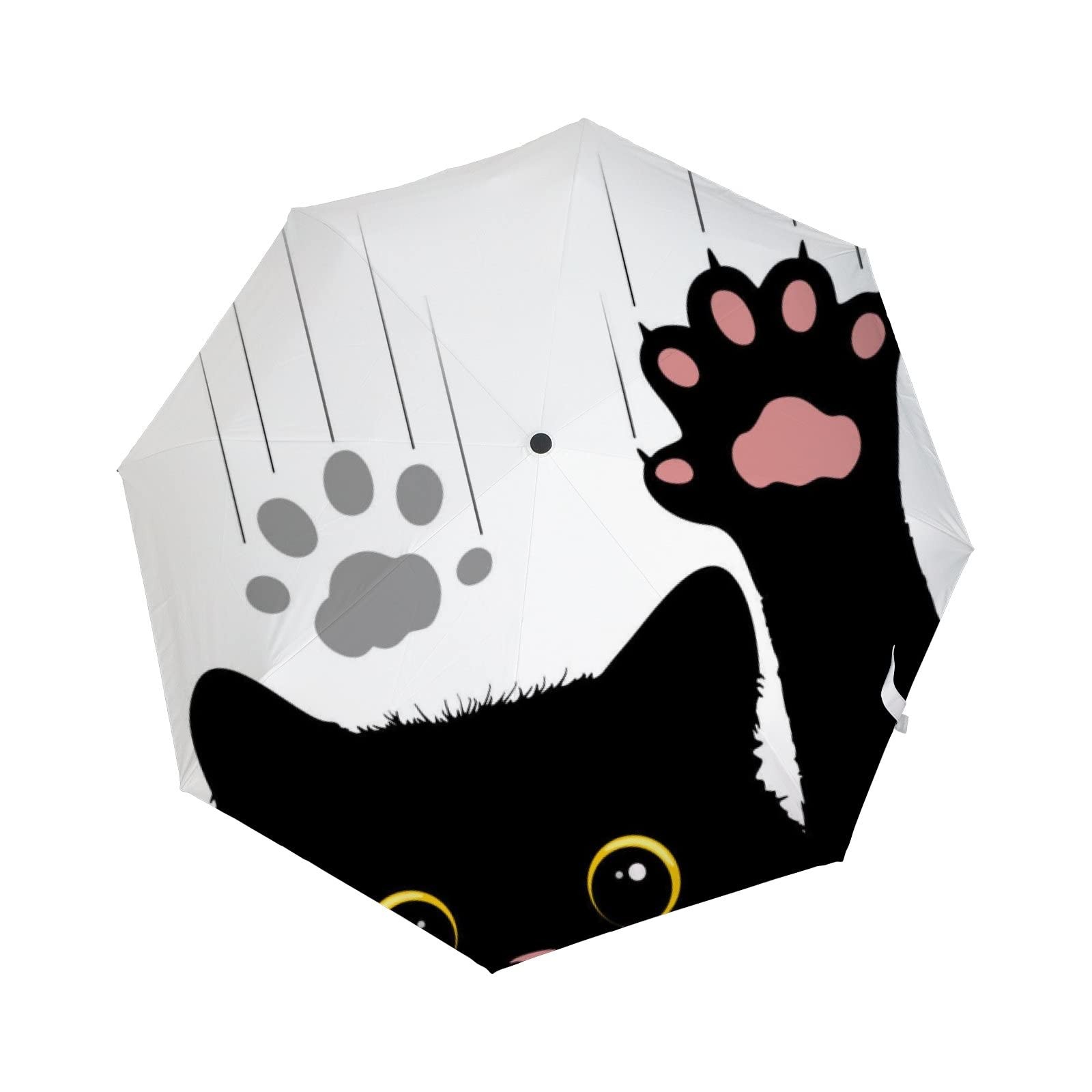 Umbrella Black Cat Windproof Travel for Rain,Sun One Size,