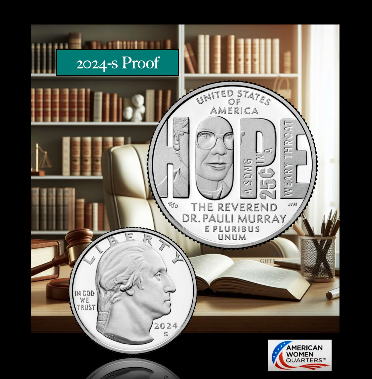 2024-S American Women Quarters Proof / 25c / Dr. Pauli Murray / Deep Cameo Gem