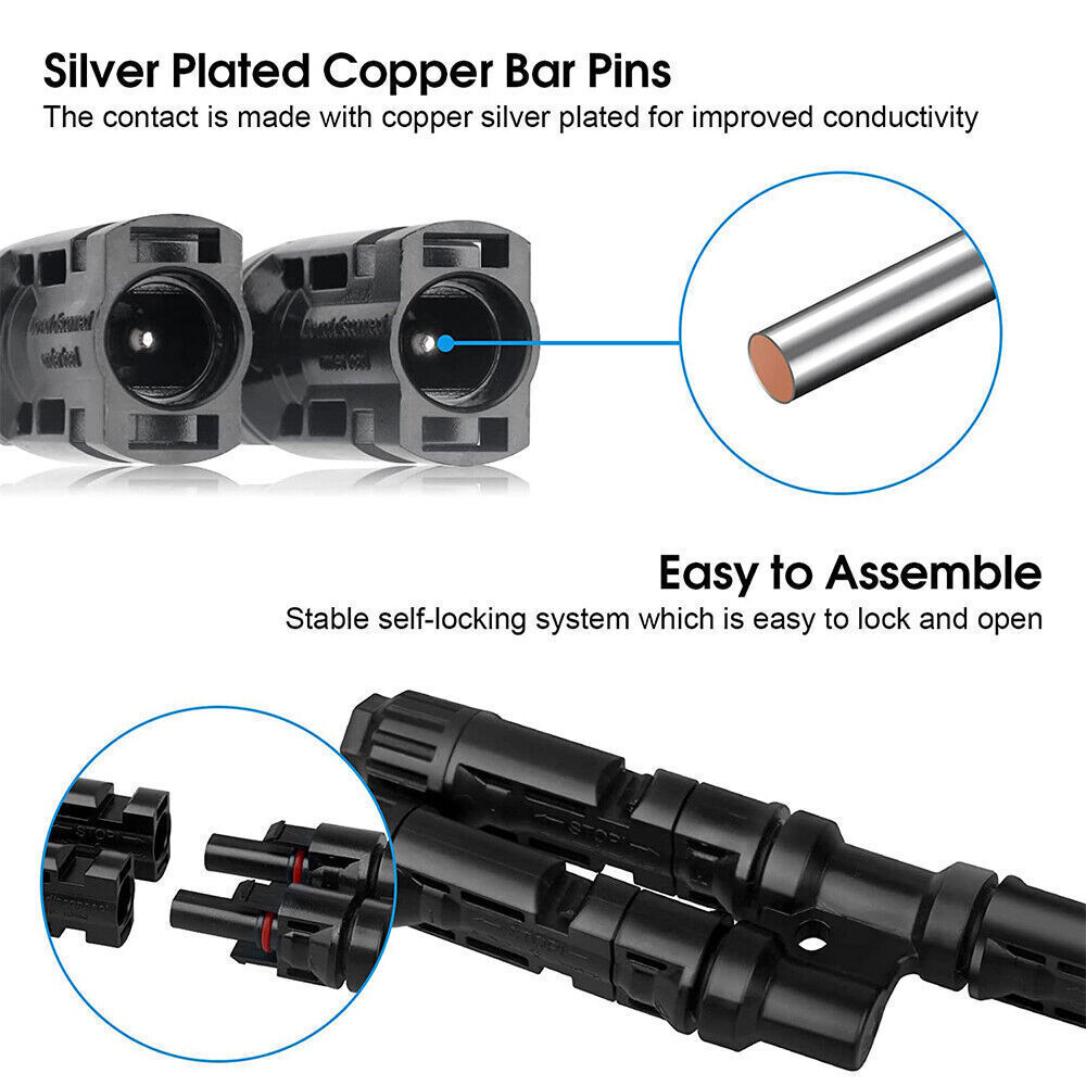 Solar Panel Y / T Branch Cable Connection Waterproof Adapter Connector Extension