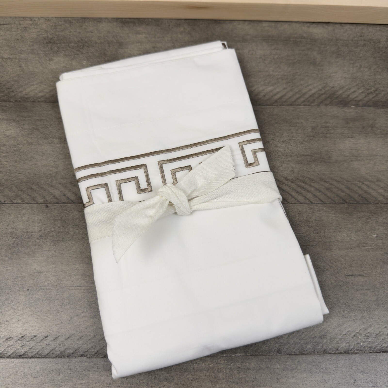 Pottery Barn Geo Embroidered Organic Percale Sham Standard Simply Taupe NWOT