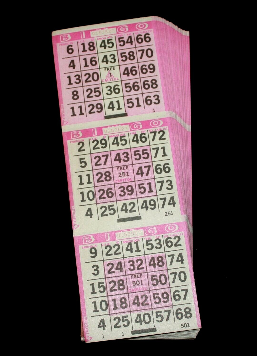BINGO PAPER Sheets 3 on 4 Purple Special pattern - 50 pack