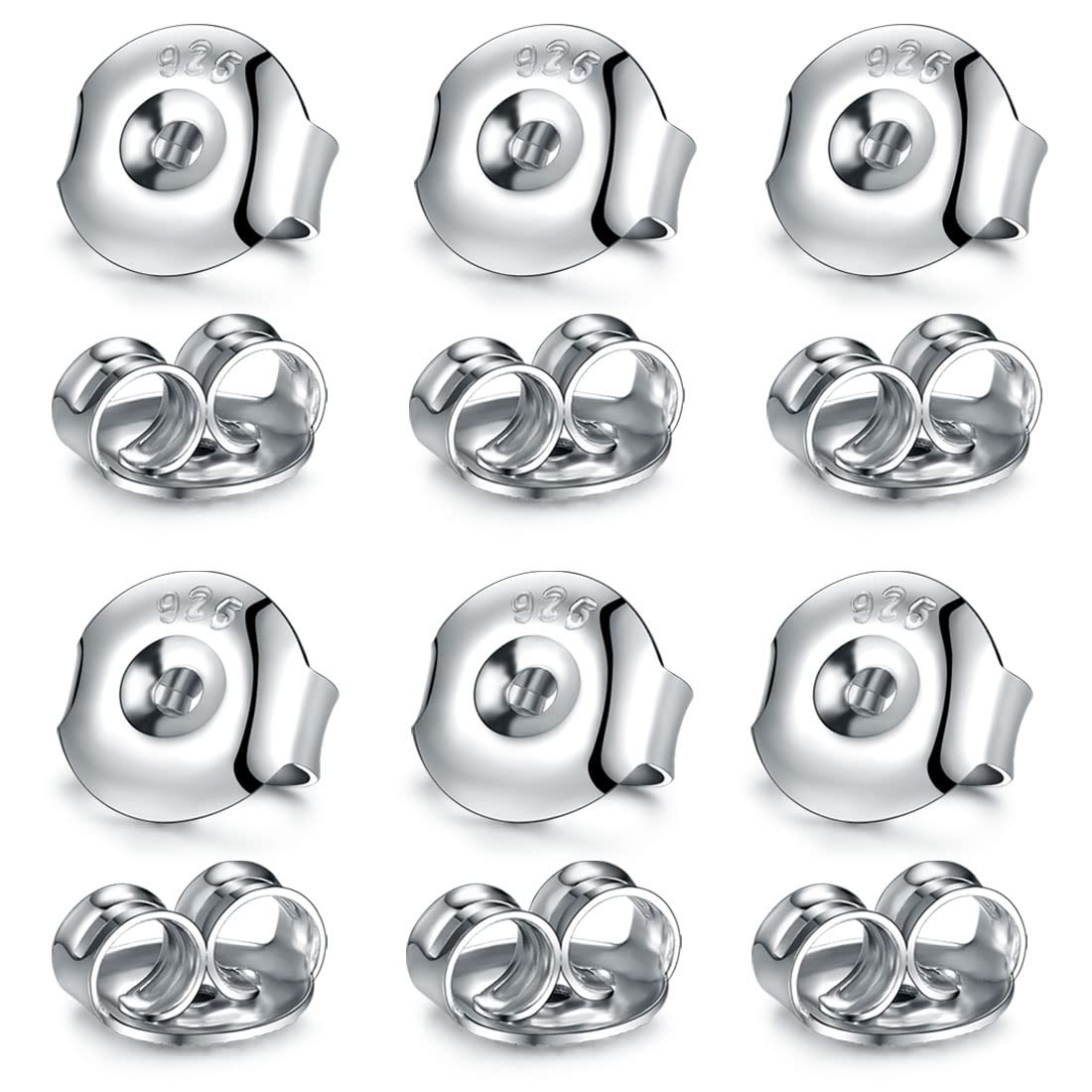 14K Sterling Silver Adjustable Earring Backs for Droopy Ears 6 Pairs Catinee