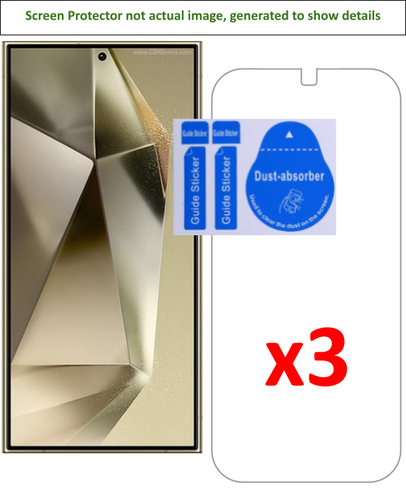 3x Samsung Galaxy S24 Ultra Screen Protector w/ cloth and installation stickers