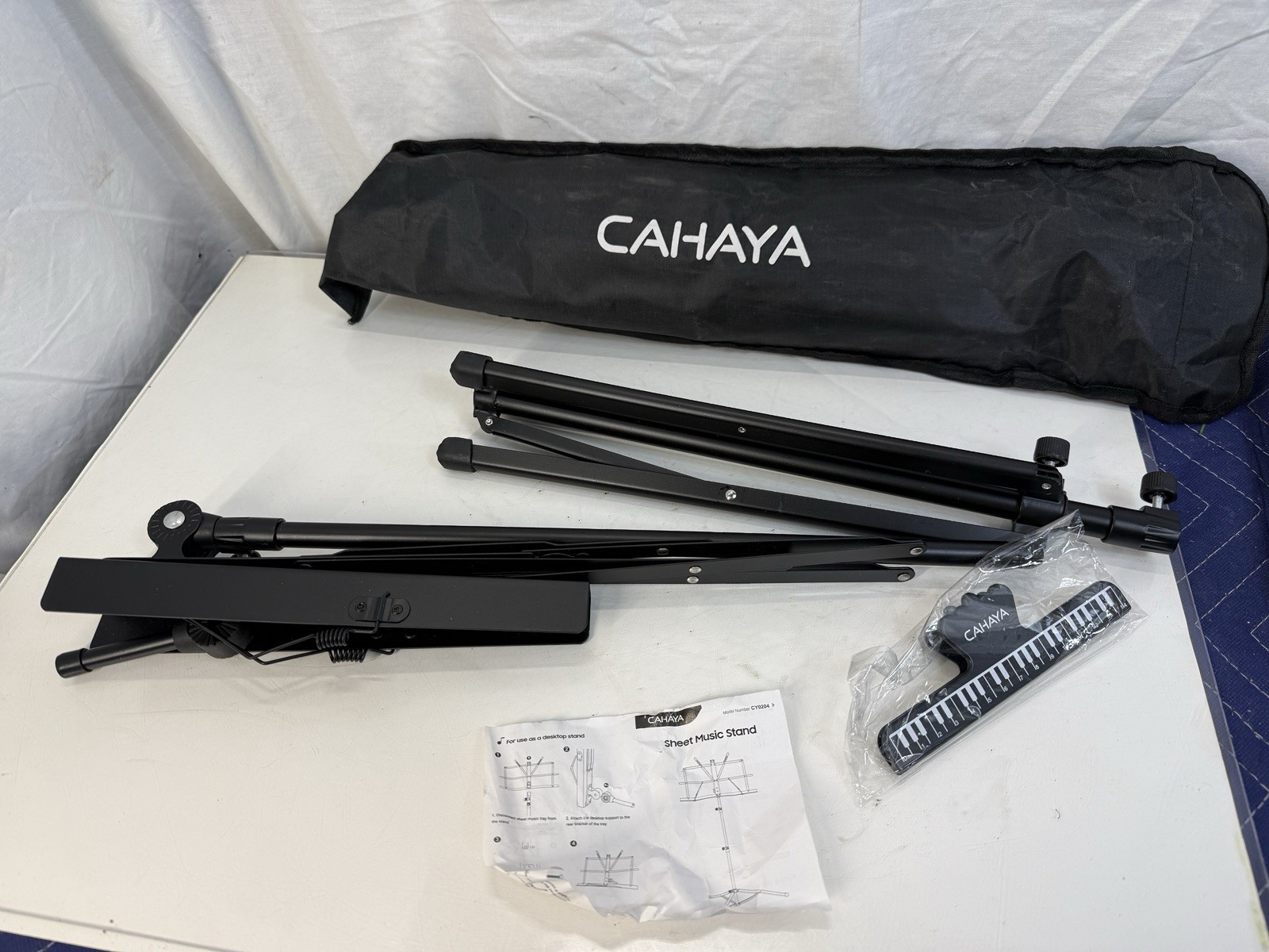 Cahaya Folding Sheet Music Stand Tripod Adjustable with Bag Black Portable
