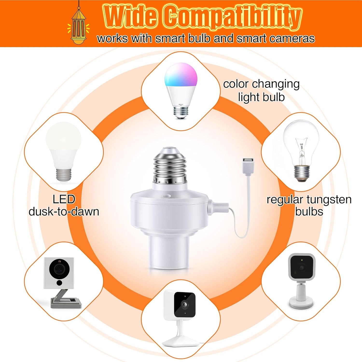 2 Pack E26 Light USB Socket Adapter, Lamp Socket Power Adapter 5V 1.5A, Light So