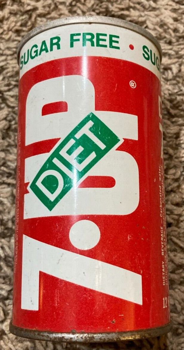 VINTAGE SUGAR FREE 7-UP SODA PULL TAB STEEL CAN