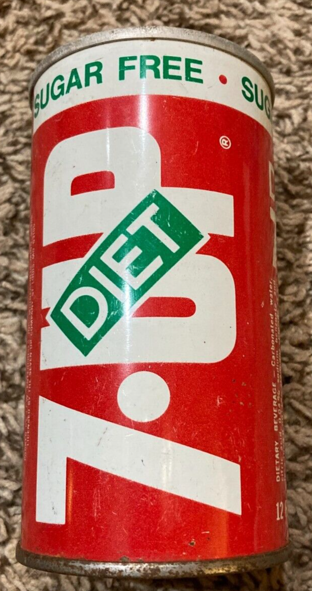 VINTAGE SUGAR FREE 7-UP SODA PULL TAB STEEL CAN