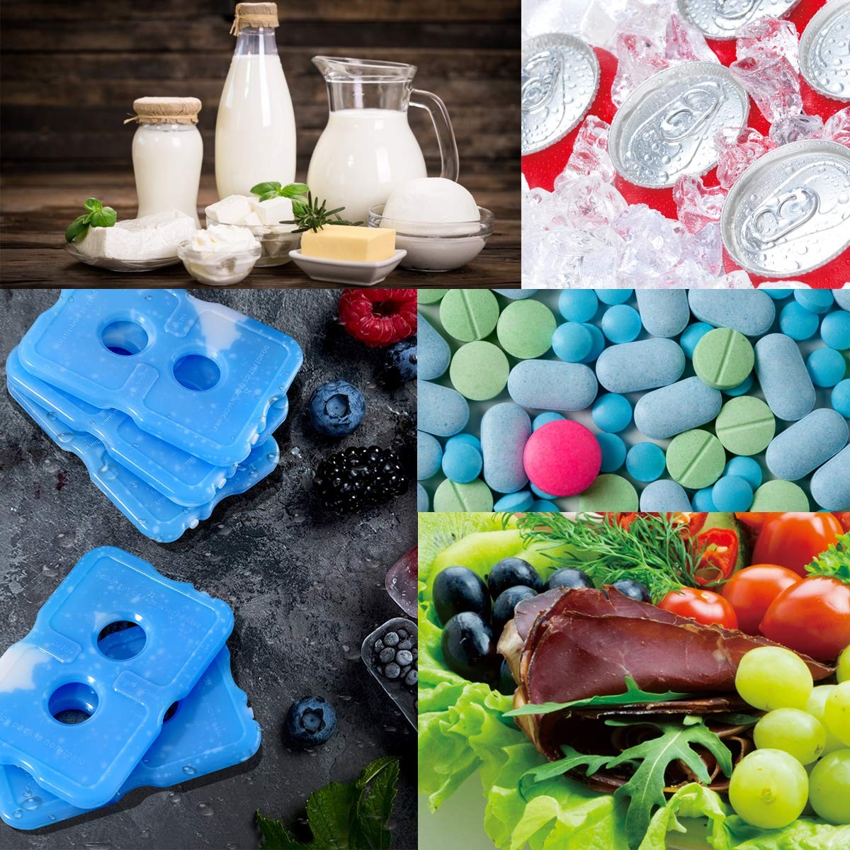 5 Pack Slim Ice Pack Brick Reusable Long Lasting Cold Thin Freezer Packs Cool...