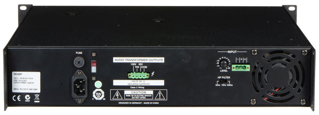 New Electro-Voice PA1250T 250W 70V Commercial Power Amp 120V Single‑Channel