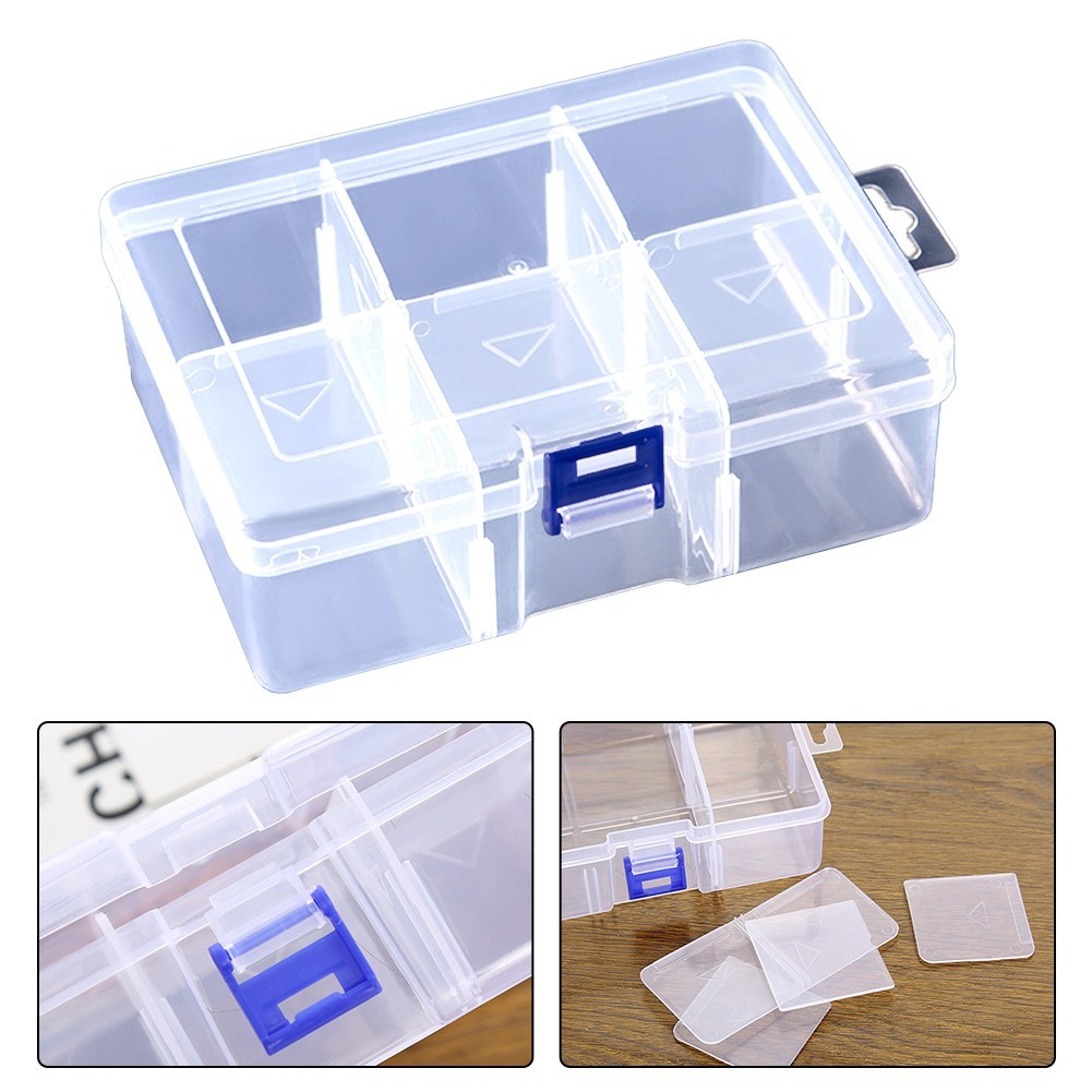 Practical and Portable Adjustable Plastic Screw Holder Case with 6 Grids