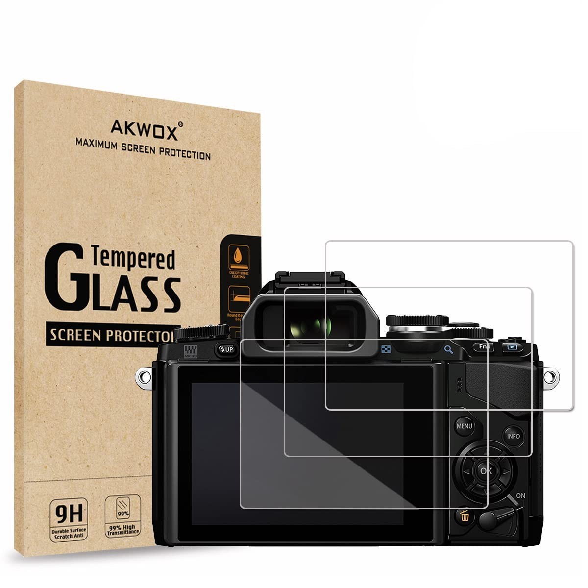 3-Pack Tempered Glass Screen Protector for Olympus OM-D E-M10 E-M5 PEN-F E-PL Se