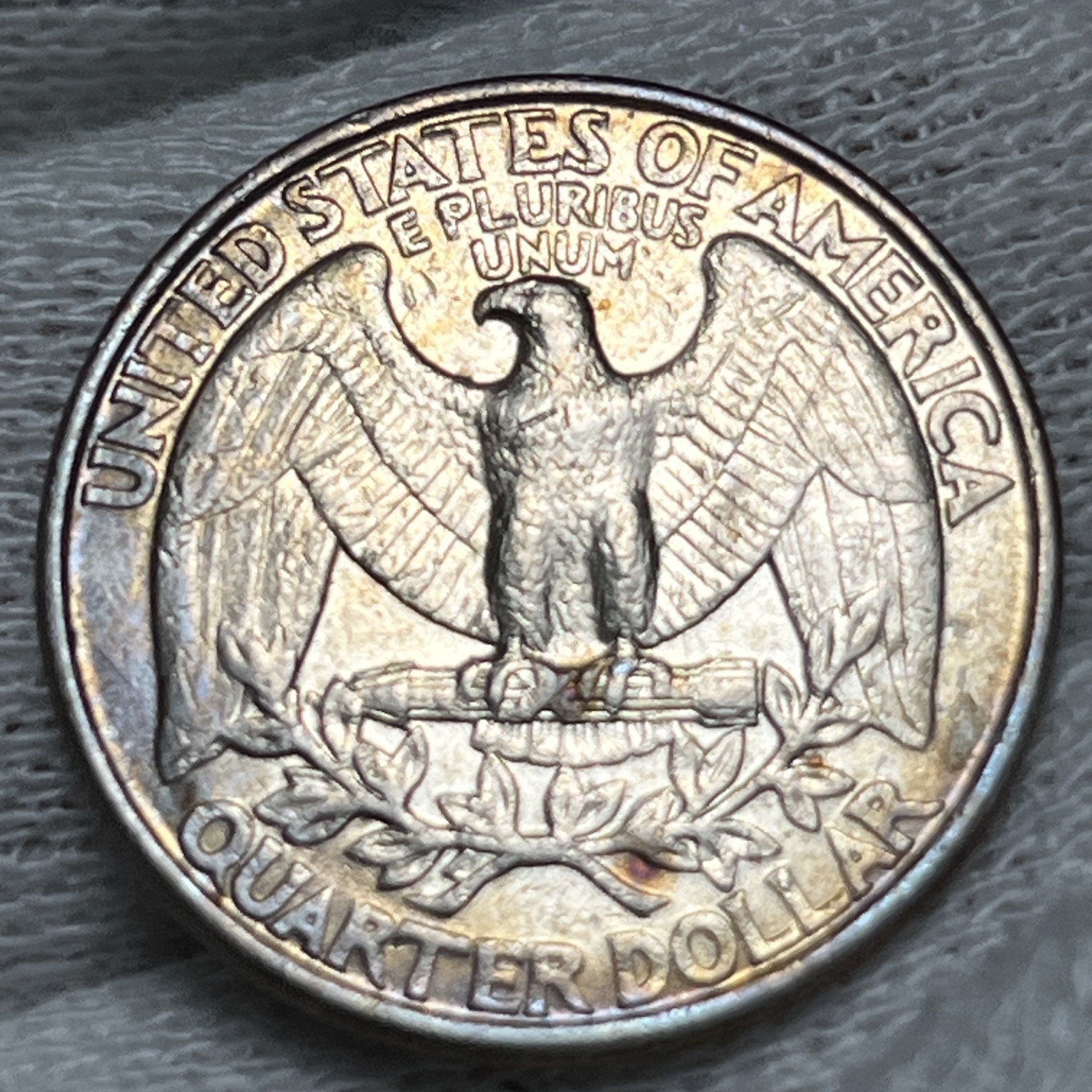 1993 P Washington Quarter Errors Strike Through Grease Rainbow Toning