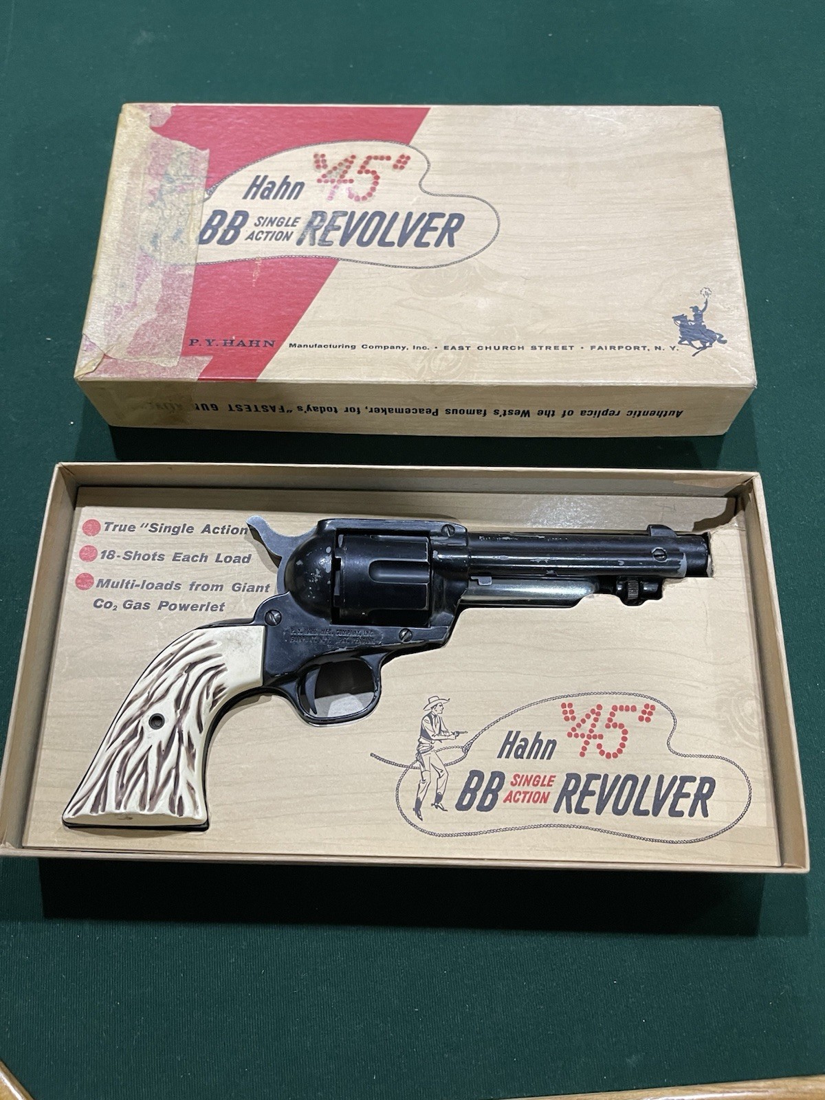 Vintage Hahn 45 BB Gun Single Action Revolver With Box “Not Tested “