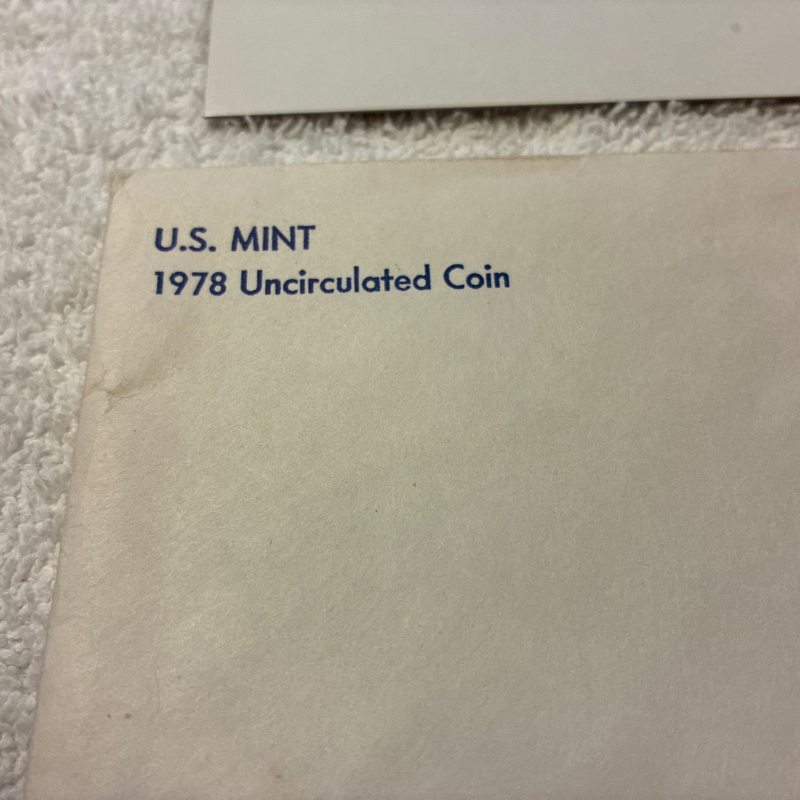 1978 US Mint Uncirculated Set ENVELOPE - REPLACEMENT ENVELOPE - NO COINS