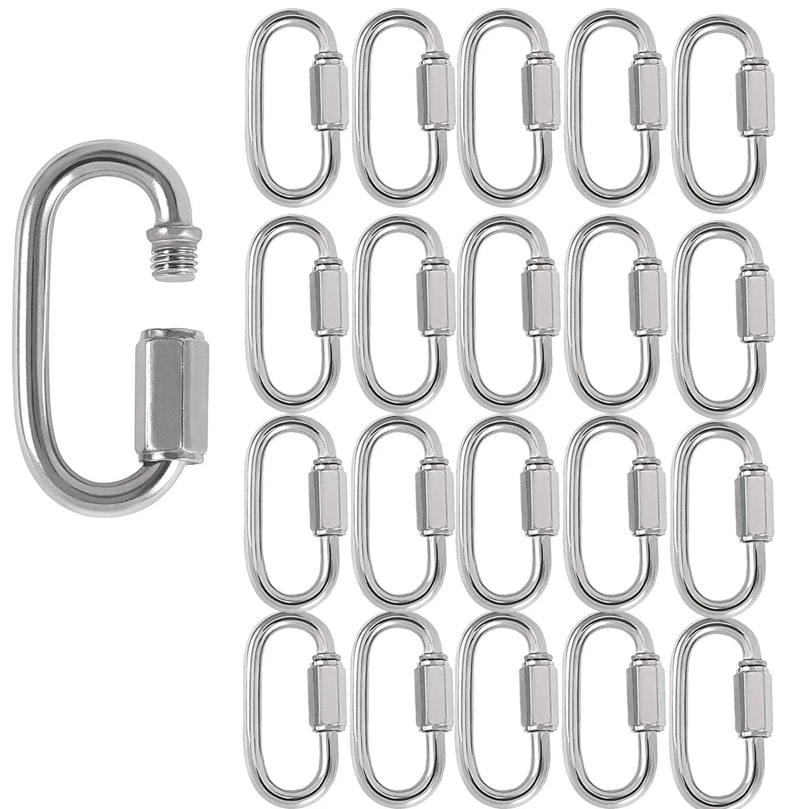20 Pack M5 3/16 Inch Quick Link 648 Lbs Stainless Steel Threaded Chain Connec...