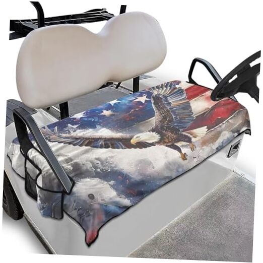 Golf Cart Seat Covers, Golf Cart Seat Towel Blanket Keeps Eagle American Flag