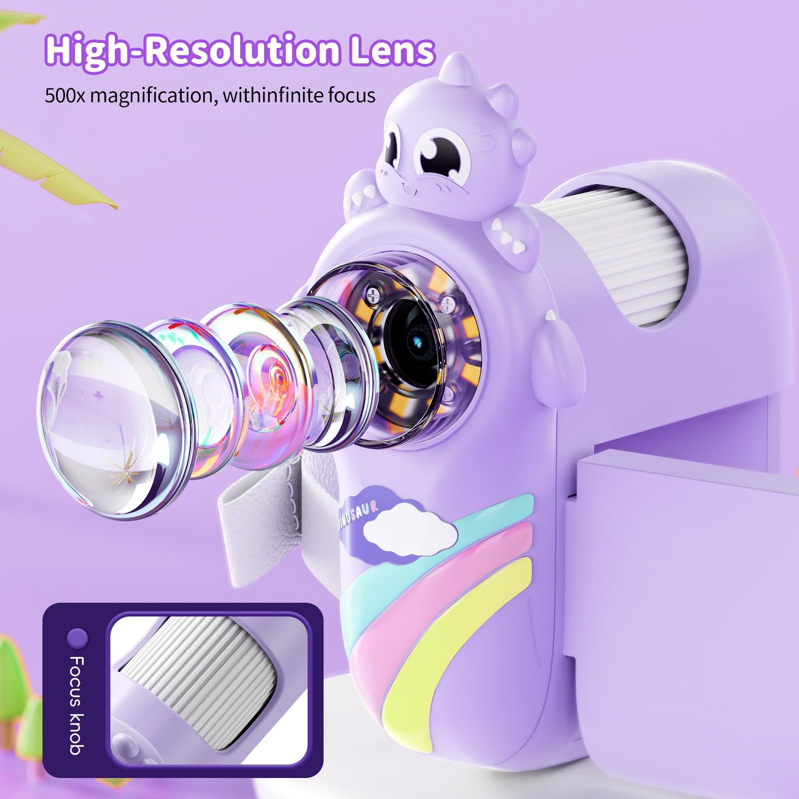 Microscope for Kids - 1080P Handheld Digital Portable Purple