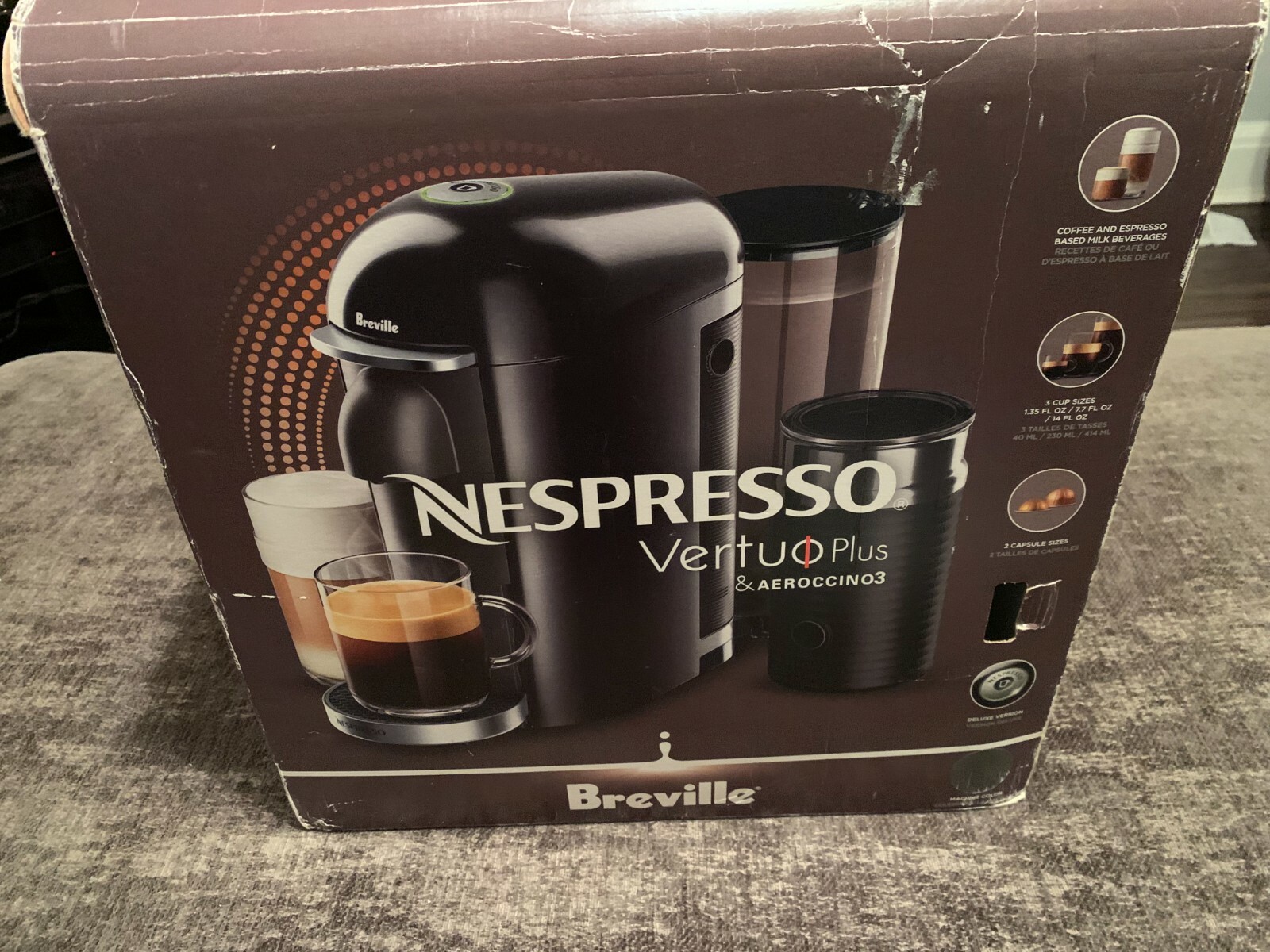 Nespresso BNV450TTN VertuoPlus DeluxeEspresso Machine with Aeroccino by Breville