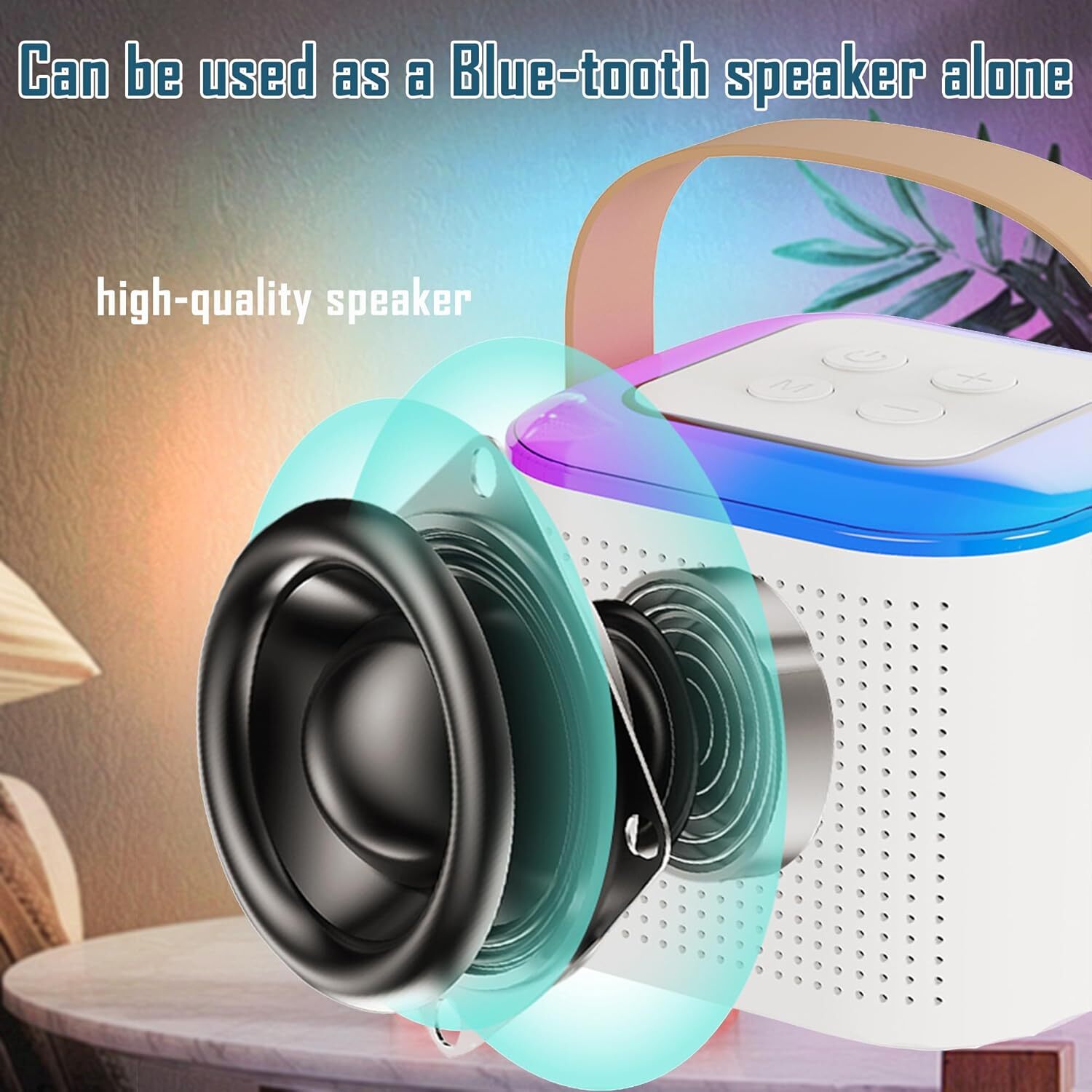 Mini Kids Karaoke Machine Portable Bluetooth Speaker with 2 Wireless Microphone