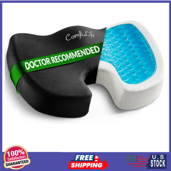 ComfiLife Gel Memory Foam Seat Cushion for Tailbone Pain Relief Office & Car Use