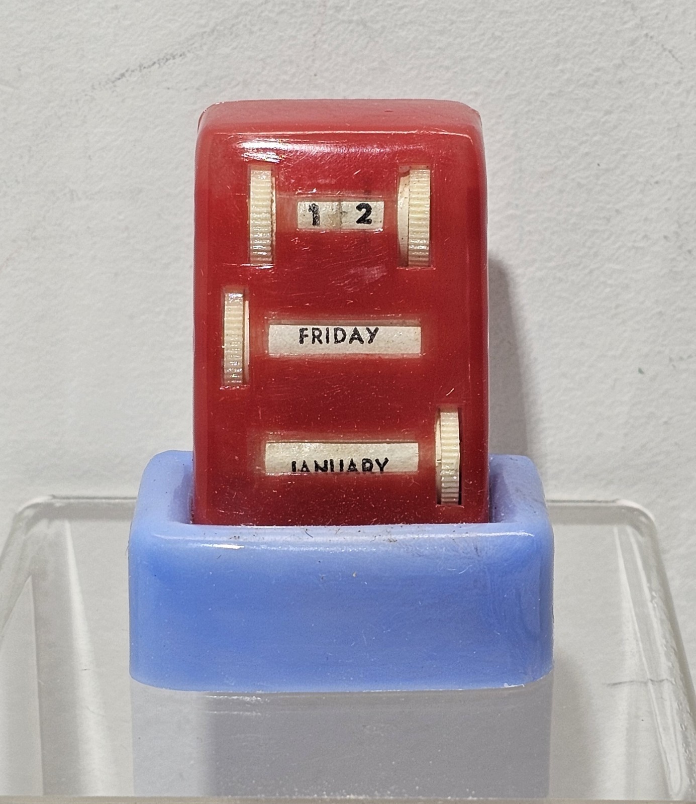 Vintage Plastic Novelty Pencil Sharpener Perpetual Calendar With Box