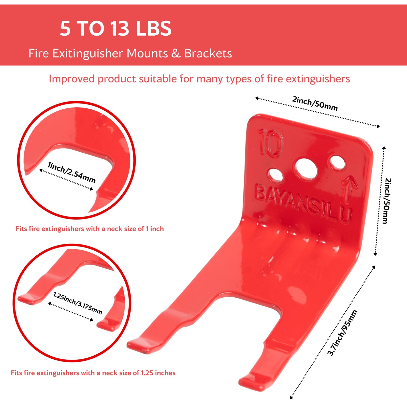 4 Pack Heavy Duty Universal U Hook Fire Extinguisher Bracket Wall Mount Holder